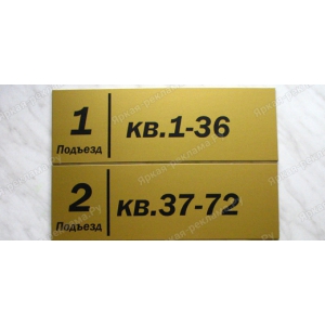 Табличка с номером подъезда и квартир - ТПН-028